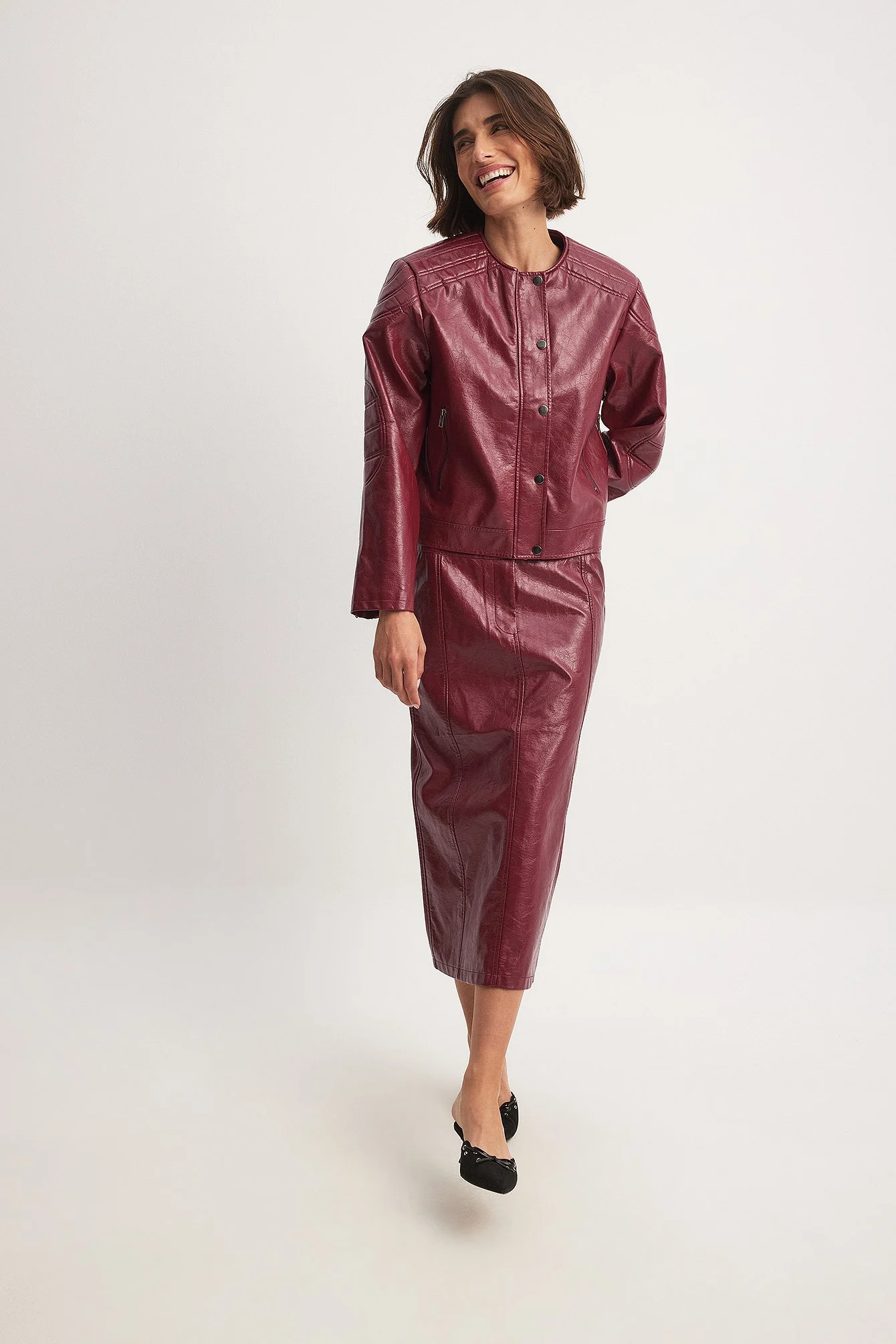 Oversized-PU-Bikerjacke