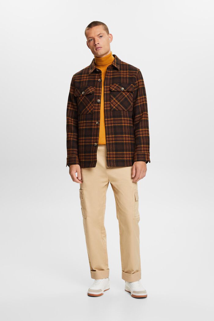Kariertes Overshirt aus Wollmix