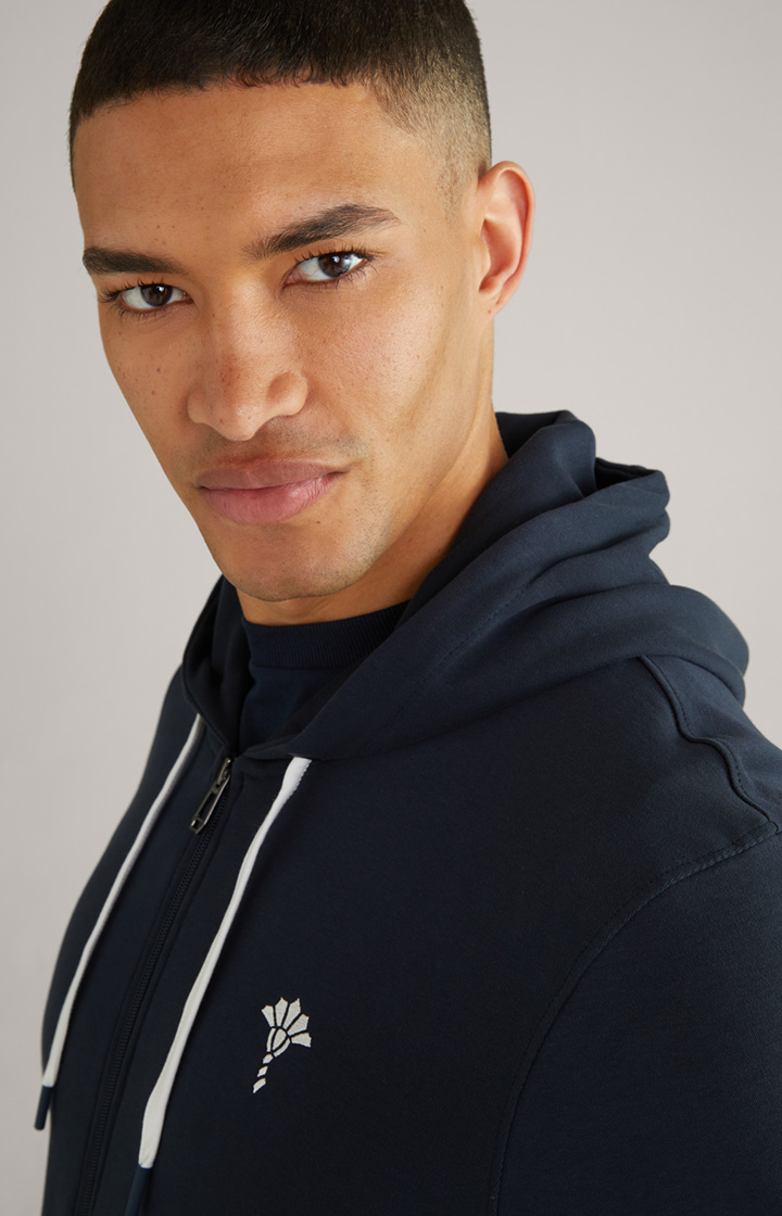 Hoodie-Sweatjacke in Dunkelblau