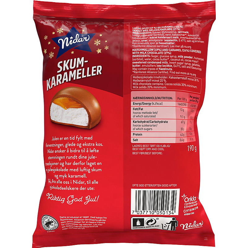 Nidar Skumkarameller 190 g Nidar