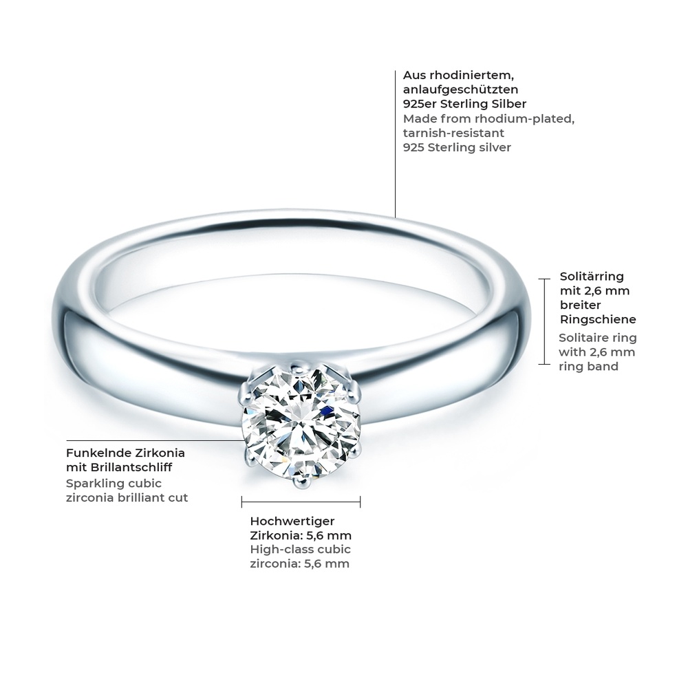 Trilani Bague en argent Argent sterling Oxyde de zirconium (CZ) en Argent Bague