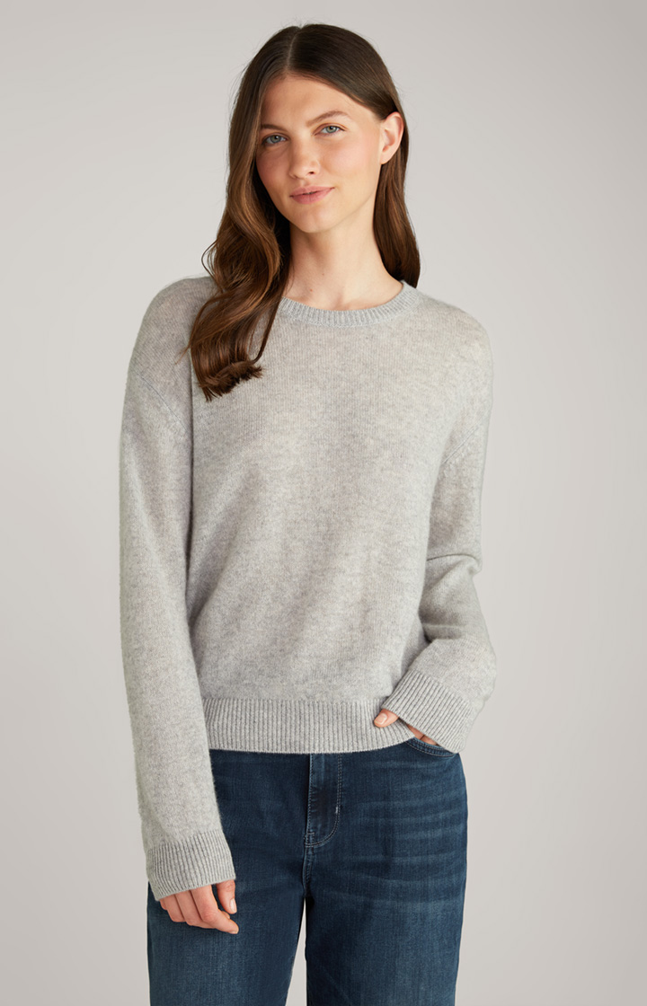 Cashmere-Strickpullover in Grau meliert