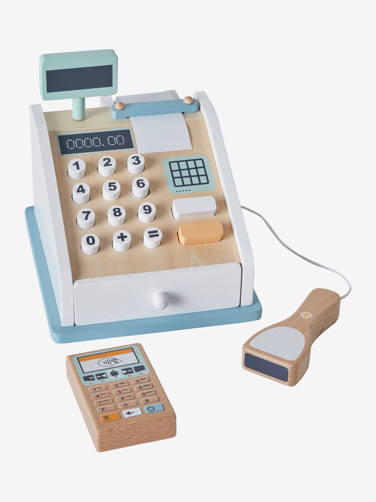 Caisse enregistreuse et ses accessoires en bois FSC® multicolore