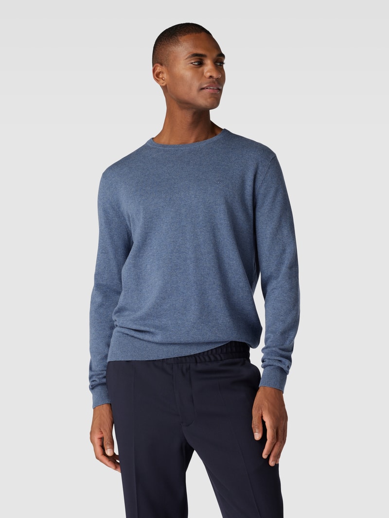 Strickpullover mit Logo-Stitching in blau
