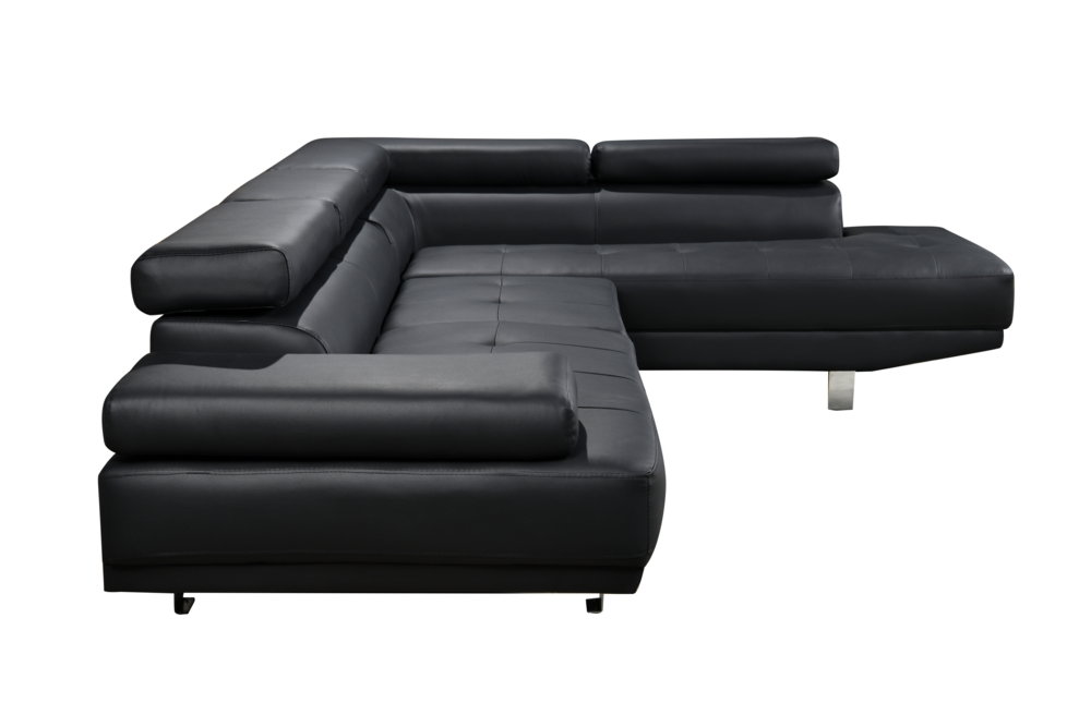 Happy Home Happy Home Ecksofa mit verstellbare Kopf- und Arm-Funktionen HSP108-SCH schwarz Lederoptik