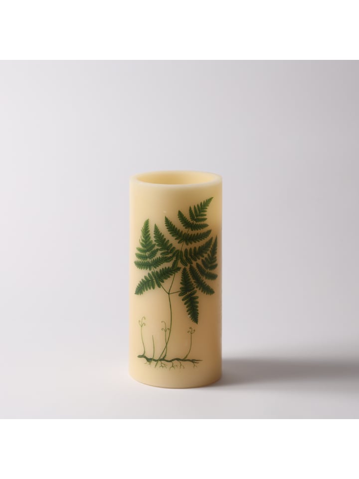 MARELIDA XXL LED Kerze mit Farndruck Echtwachs flackernd in creme - H: 25cm günstig kaufen onesize