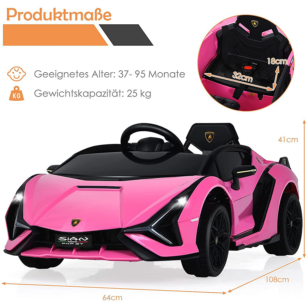 Elektroauto Lamborghini 2.4G Fernbedienung 3-8 Jahre