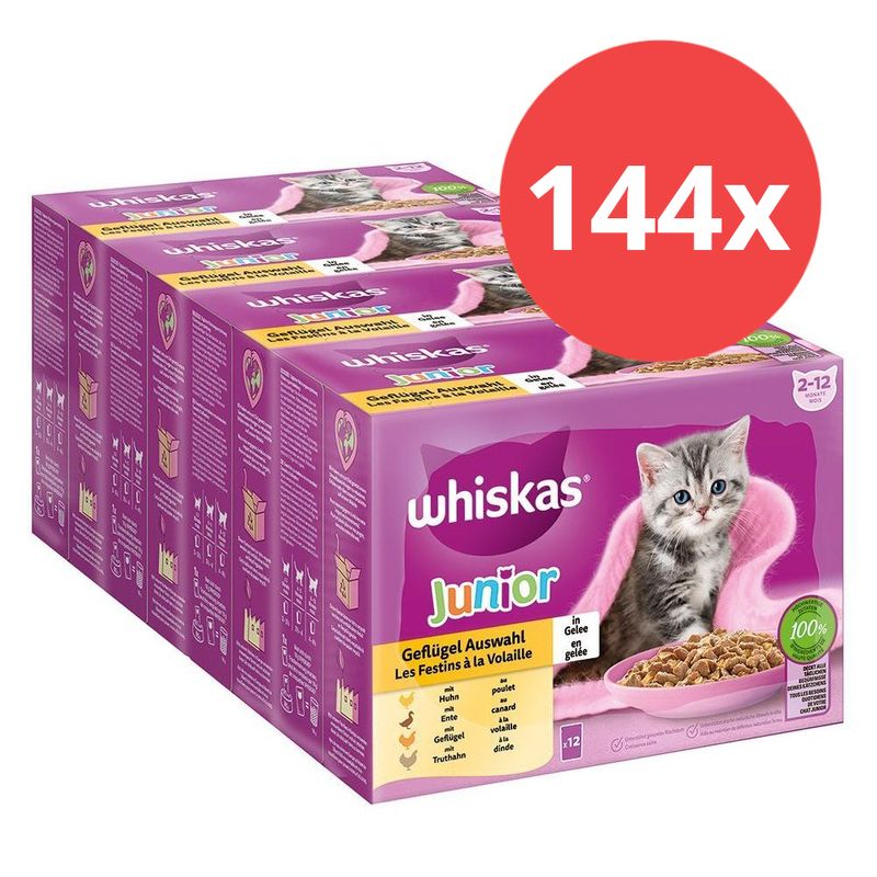 Jumbopack Whiskas Junior Frischebeutel 144 x 85 g