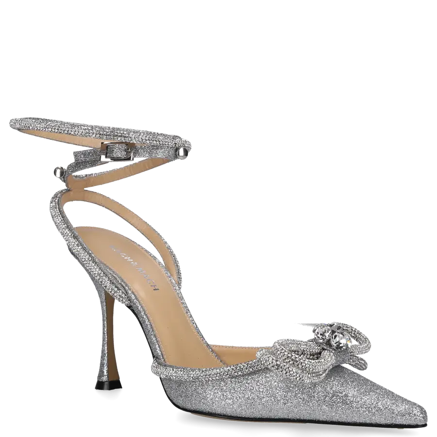 Mach & Mach - Pumps DOUBLE BOW Textil Glitter - silber