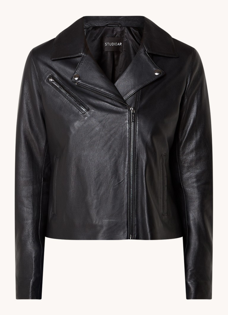 STUDIO AR by Arma Rylan sheepskin biker jacket with zip pockets