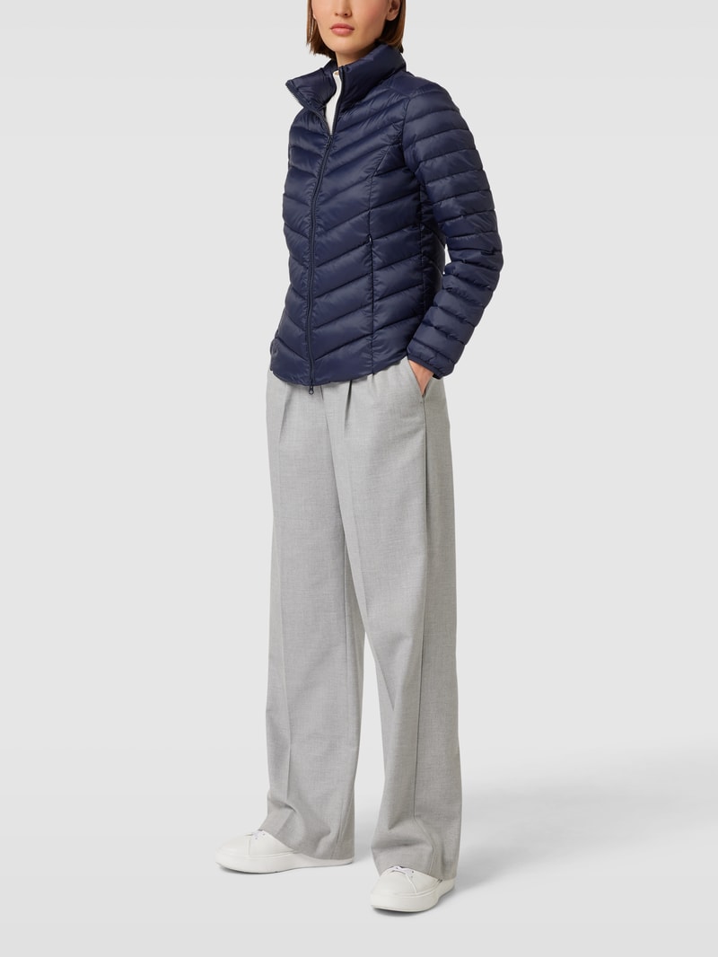 Steppjacke mit Stehkragen in dunkelblau