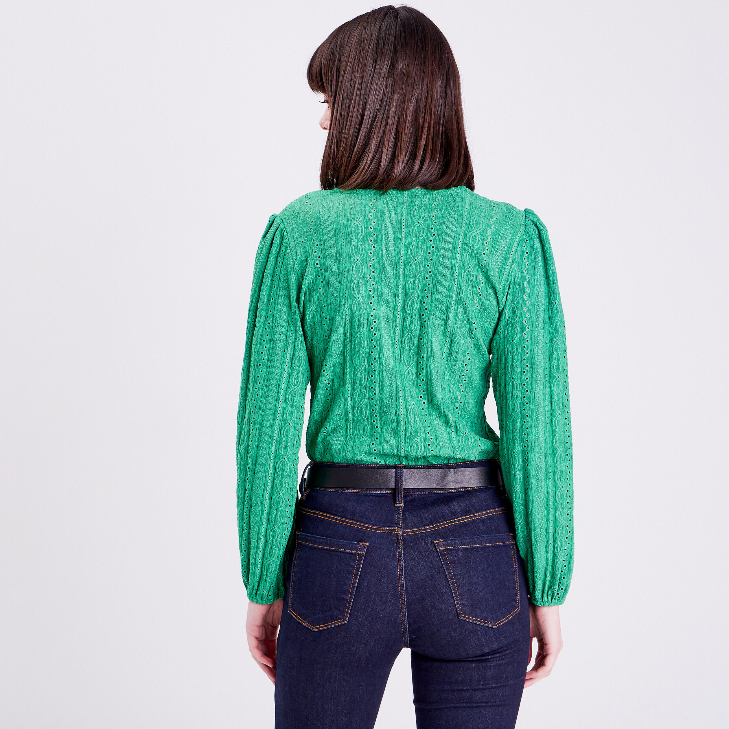 T-shirt manches longues vert femme | Cache Cache