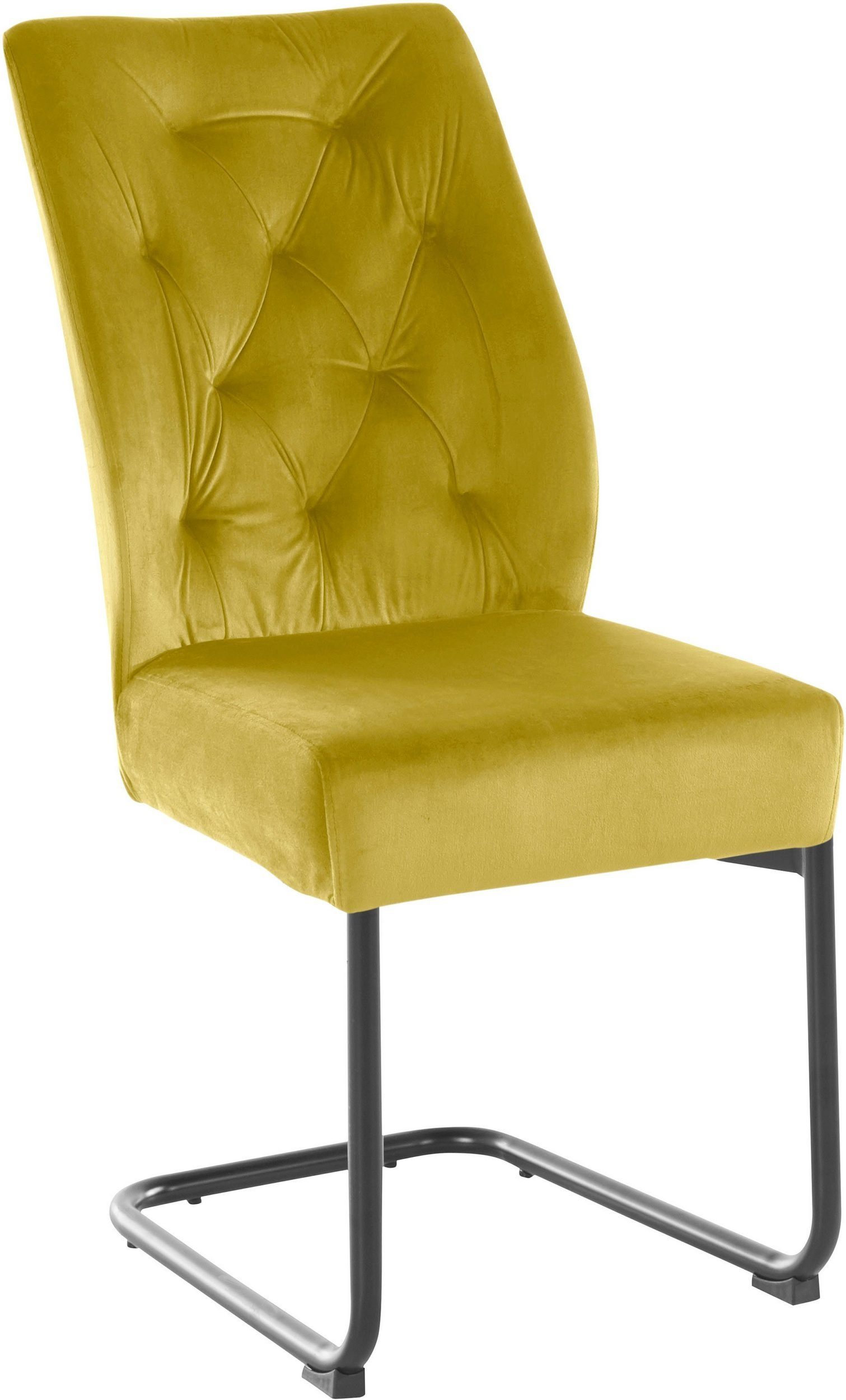 loft24 Freischwinger Sawa (Set, 2 St), Esszimmerstühle, Bezug in Samtoptik, Metallgestell, Sitzhöhe 48 cm