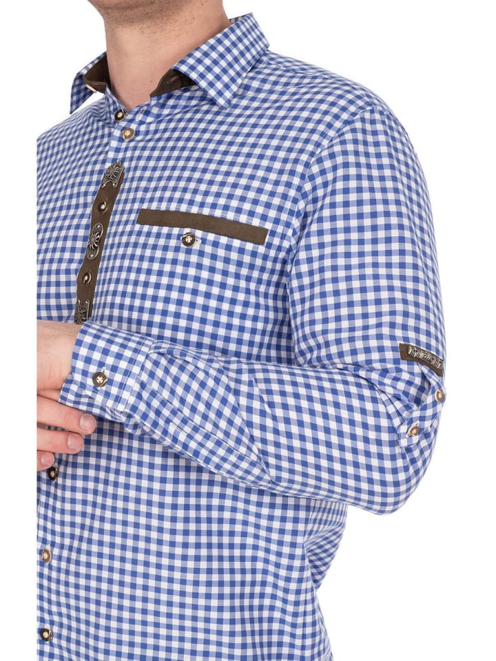 OS-Trachten Karo-Hemd 420057-2602 in mittelblau günstig kaufen