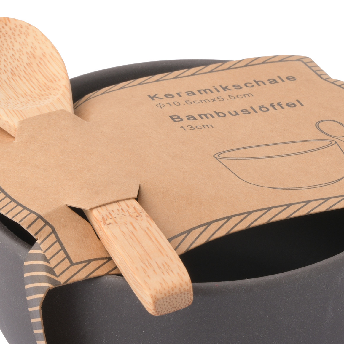 Mittelgroße Keramikschale mit Bambuslöffel