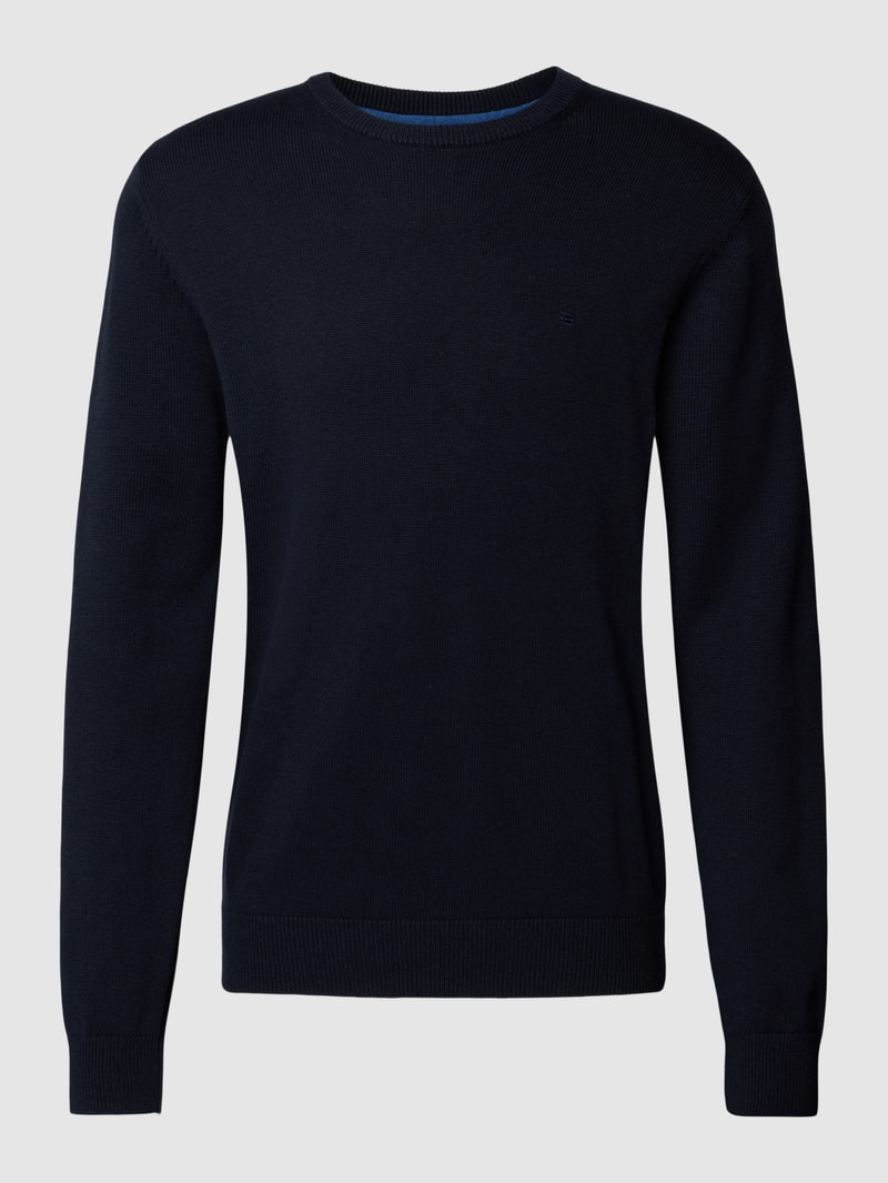 Strickpullover in melierter Optik in marineblau