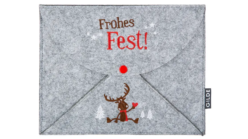 GILDE Filz Geschenkkuvert Hirsch Hannes H=20cm beige, grau