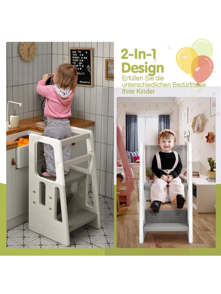 COSTWAY 2 Stufen Lernturm in Grau günstig kaufen 90 cm