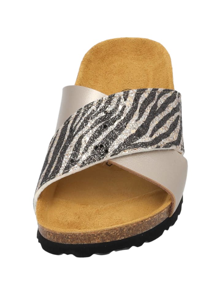 palado Pantoletten in taupe zebra glitzer günstig kaufen