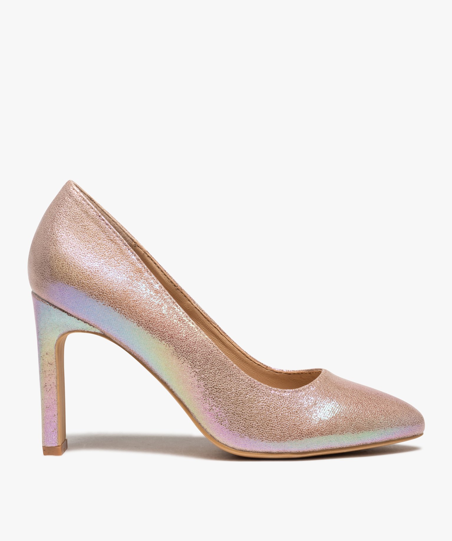 Escarpins femme à talon haut dessus irisé rose | GEMO