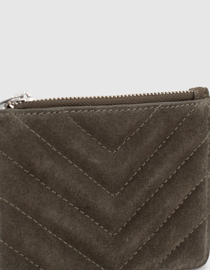 Porte-cartes 1440 BANKER KAKI matelassé chevron femme