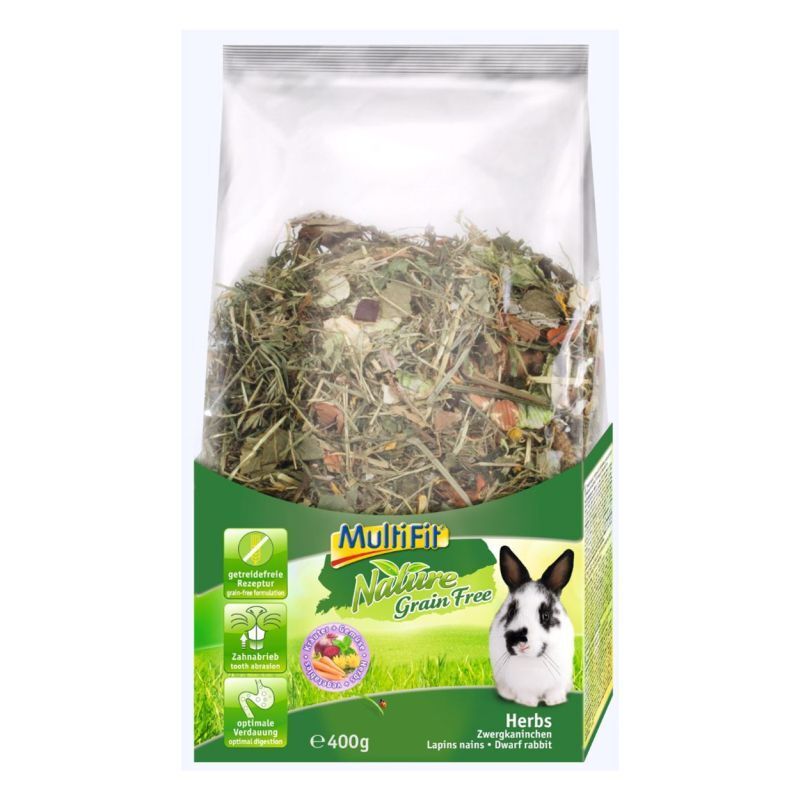 MultiFit Hauptfutter MultiFit Grain Free Herbs Zwergkaninchen 400g