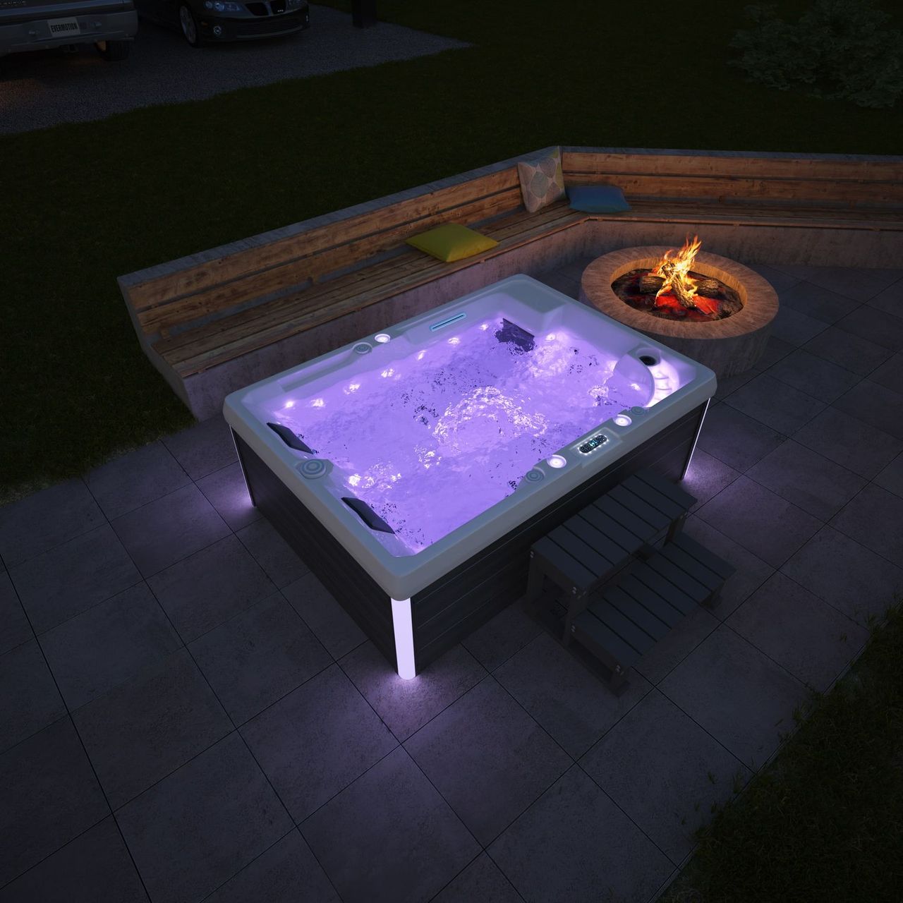 TroniTechnik Outdoor Whirlpool Elba inkl. Heizung, Hydromassage, Bluetooth und Farblicht