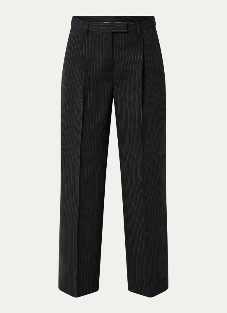 Pantaloni a vita alta e gamba larga di Acne Studios in misto lana a righe sottili.