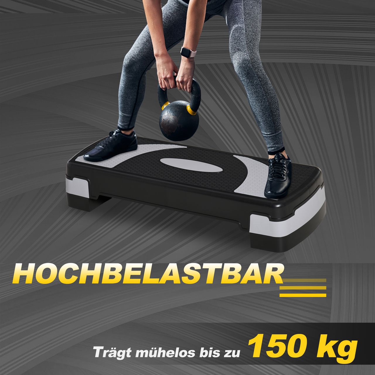 HOMCOM Steppbrett Aerobic-Stepper höhenverstellbar 10-20cm für Zuhause