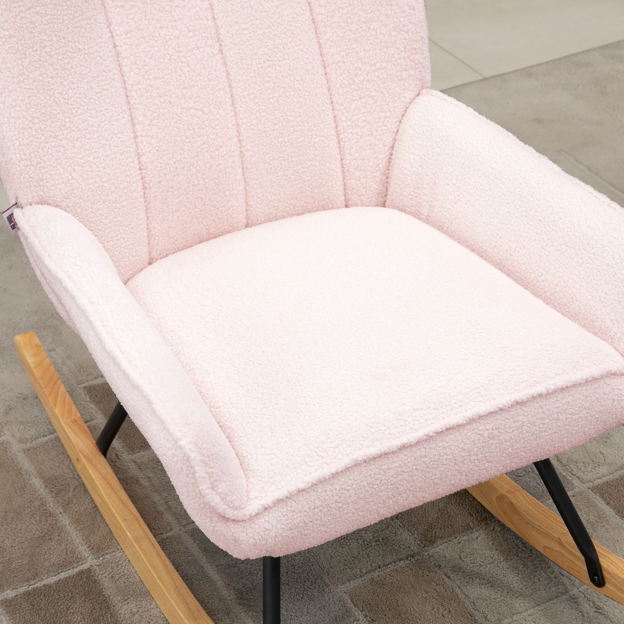 HOMCOM Schaukelstuhl Gepolsterter Schwingsessel bis 150 kg Belastbar, Rosa