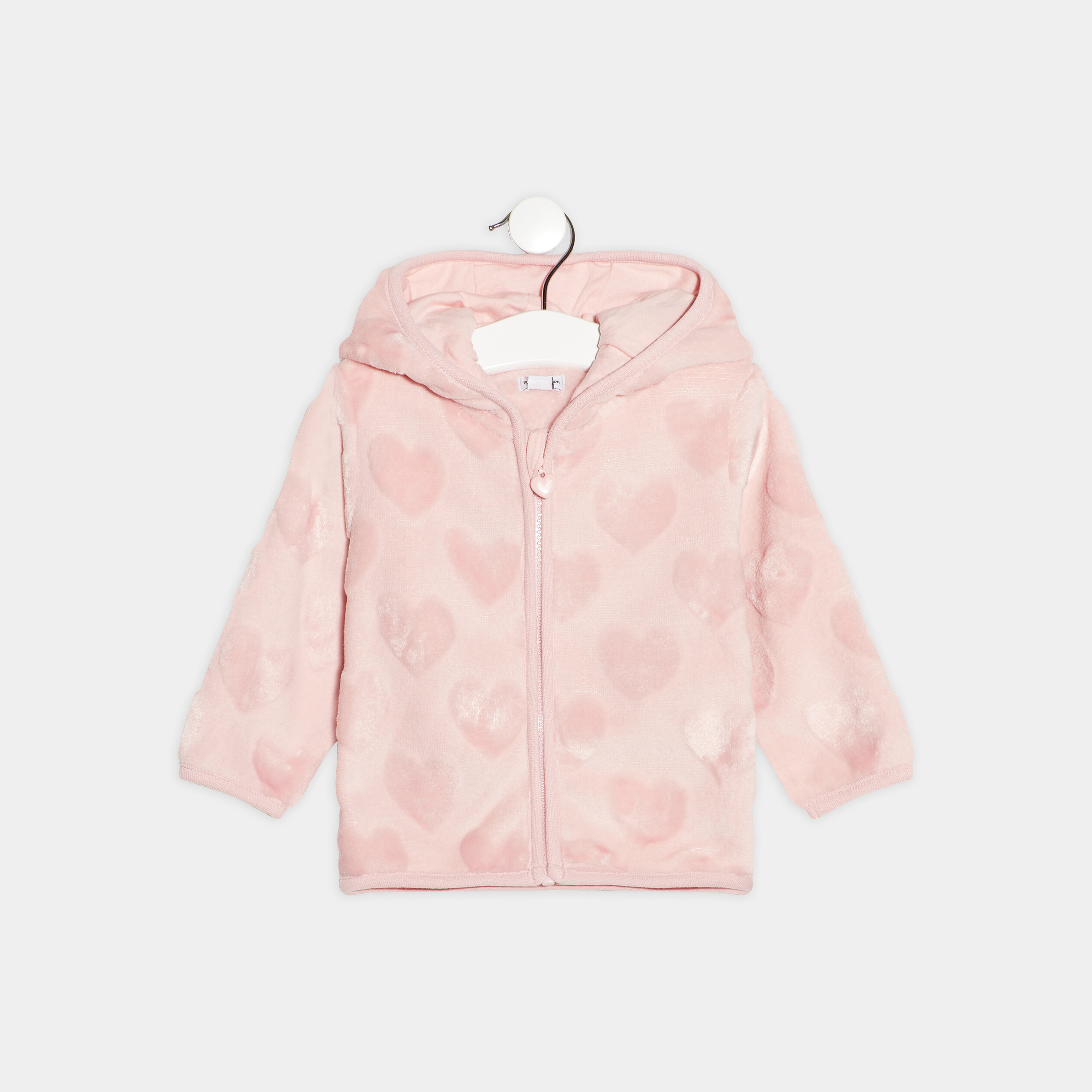 Gilet zippé à capuche rose pastel bébé fille | La Halle