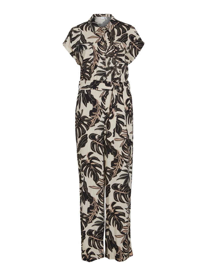 Vila Overall Jumpsuit Einteiler Hosenanzug mit Bindegürtel in Schwarz günstig kaufen