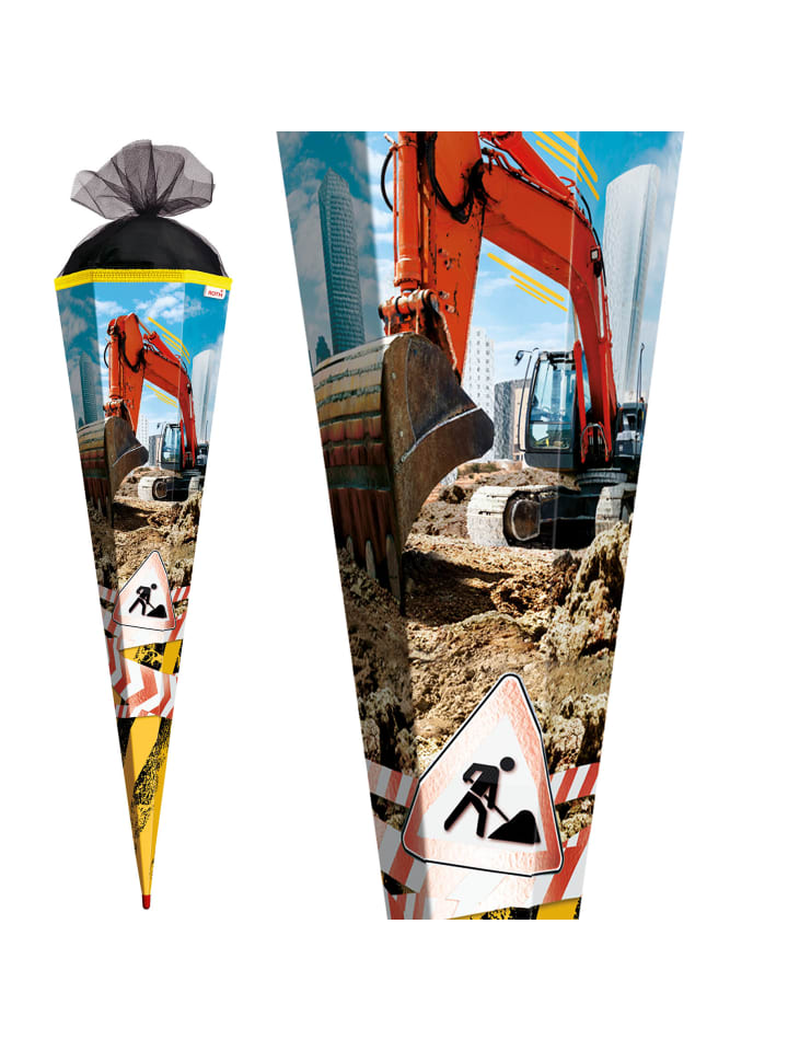 ROTH Schultüte groß Achtung Bagger 85 cm, Glanzfolie in Bunt günstig kaufen onesize