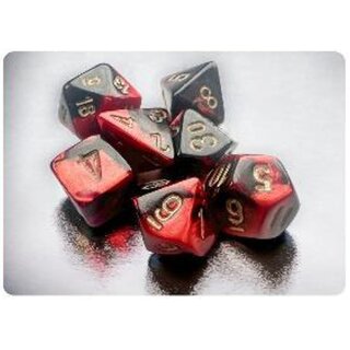 Gemini Mini-Polyhedral 7-Die Set - Black-Red/Gold