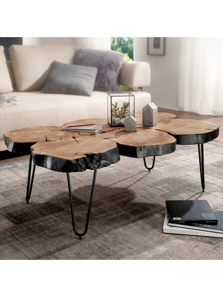 KADIMA DESIGN Couchtisch BAGLI Massiv-Holz 115 cm breit Wohnzimmer-Tisch günstig kaufen onesize