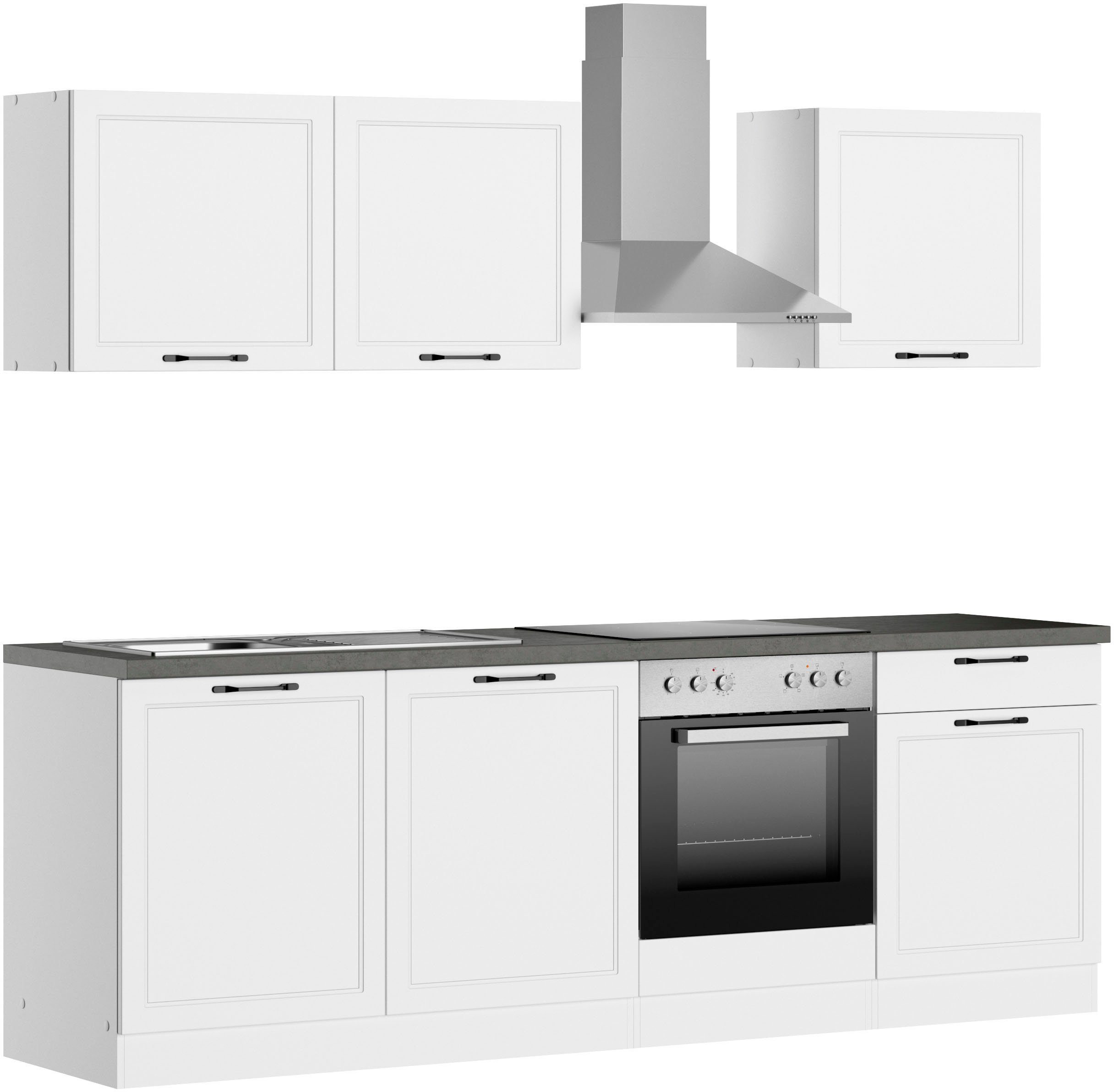 HELD MÖBEL Küchenzeile Lani, mit MDF-Fronten, Breite 240 cm, wahlweise mit E-Geräten, Höhen-Ausgleichsfüße 0-4 cm