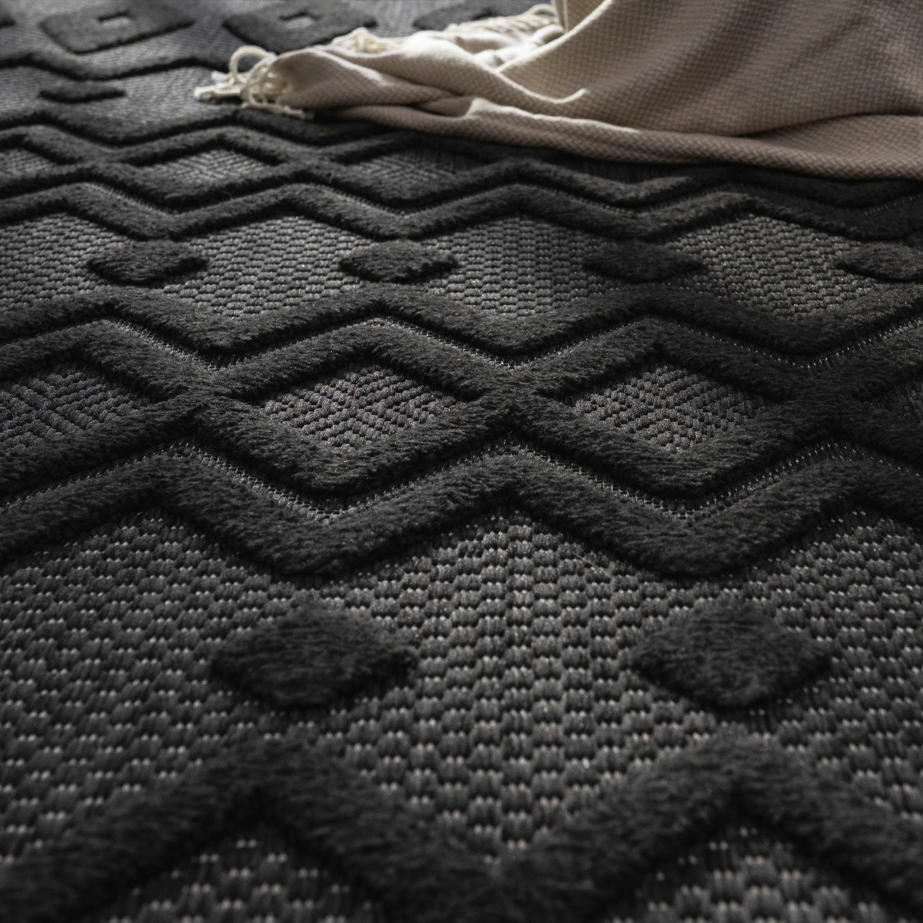 Teppich Livorno 671, Paco Home, rechteckig, Höhe: 14 mm, Uni-Farben, Scandi, Rauten Muster, Hoch-Tief Effekt, Outdoor geeignet