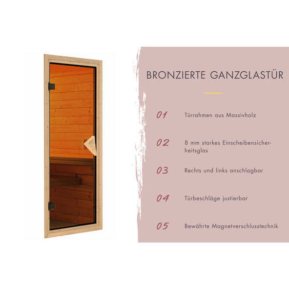 Sauna Ida 3 mit Ofen, 3,6 kW, naturbelassen
