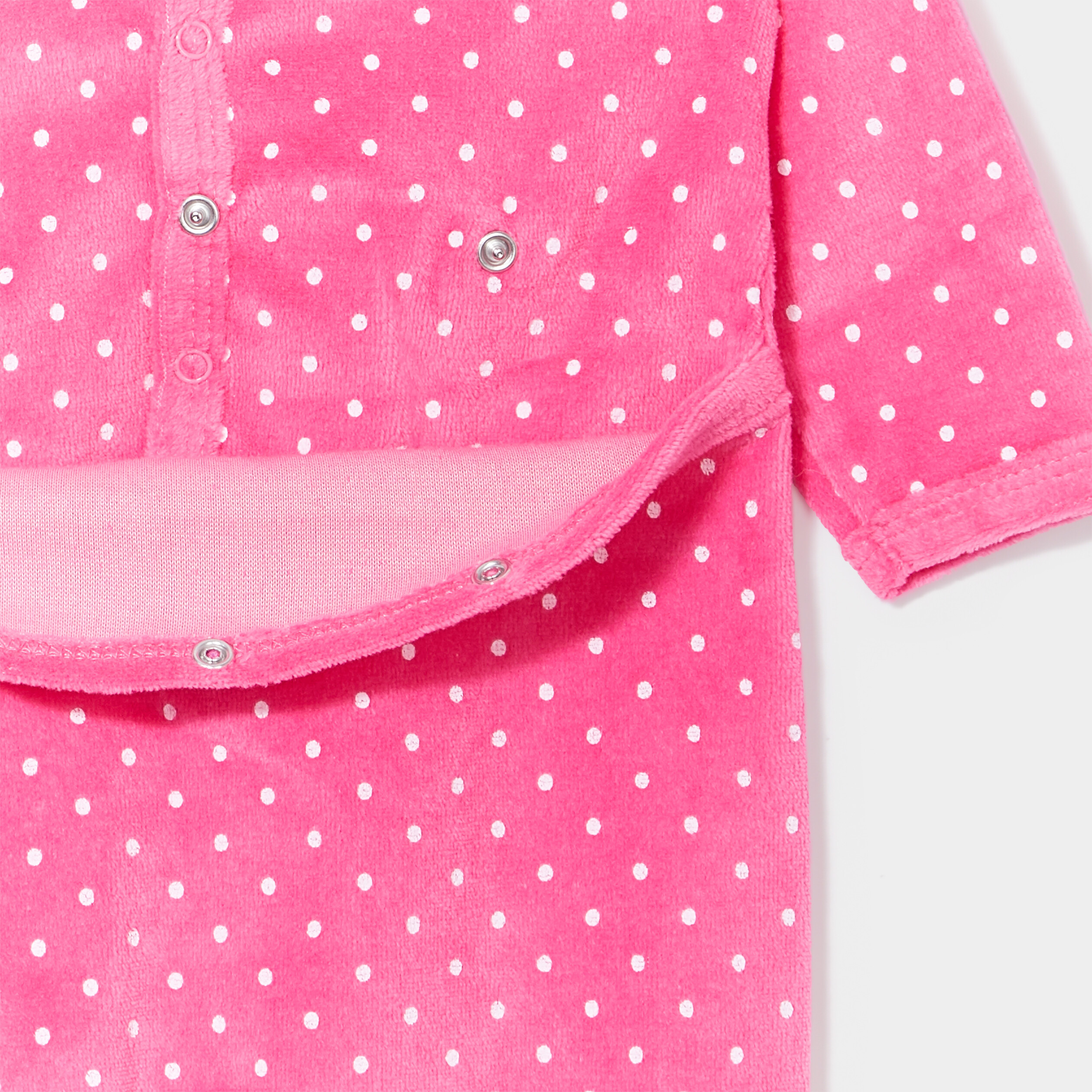 Dors-bien velours manches longues rose fushia bébé fille | La Halle