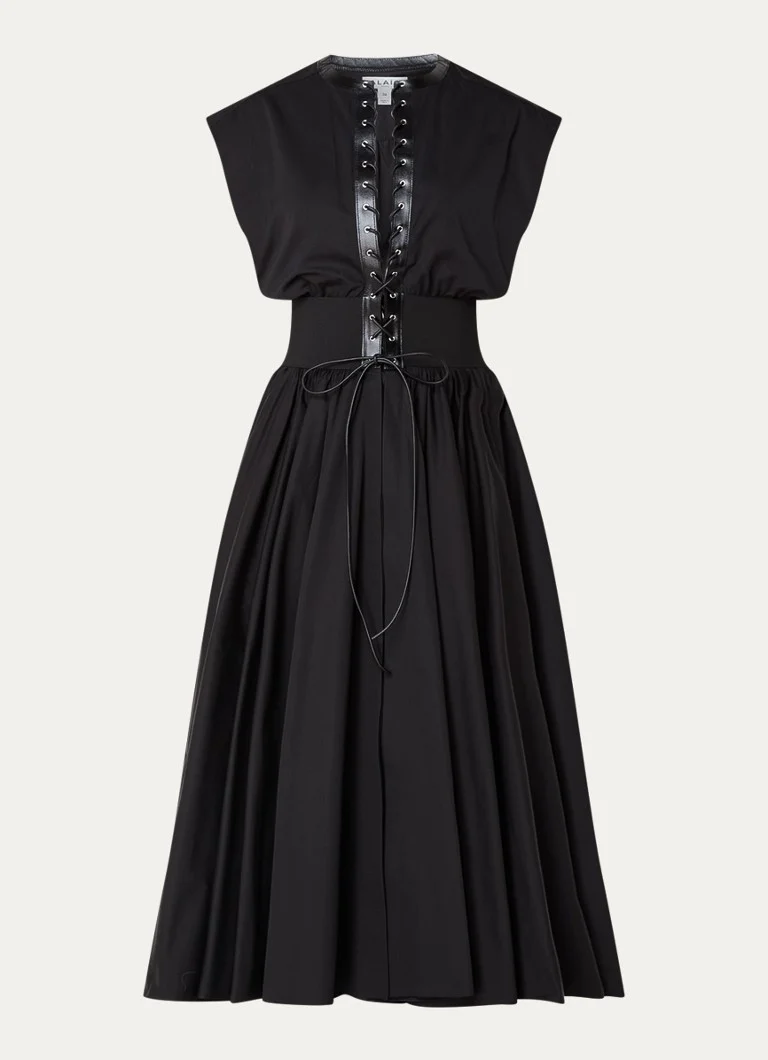 Alaïa Midi dress with lace-up detail and side pockets