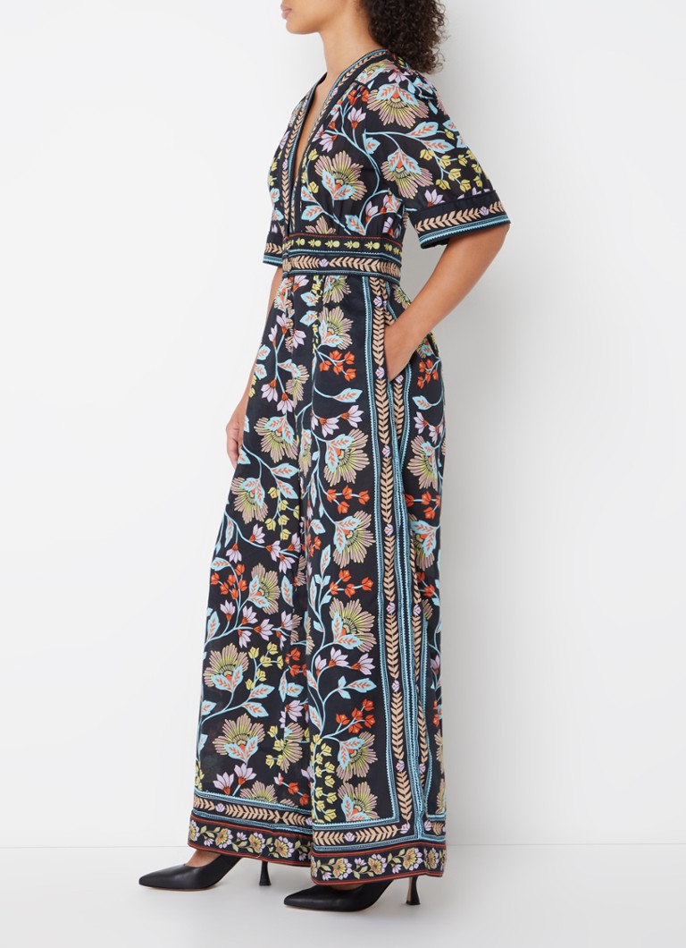 Farm Rio  Wide fit jumpsuit met bloemenprint en steekzakken