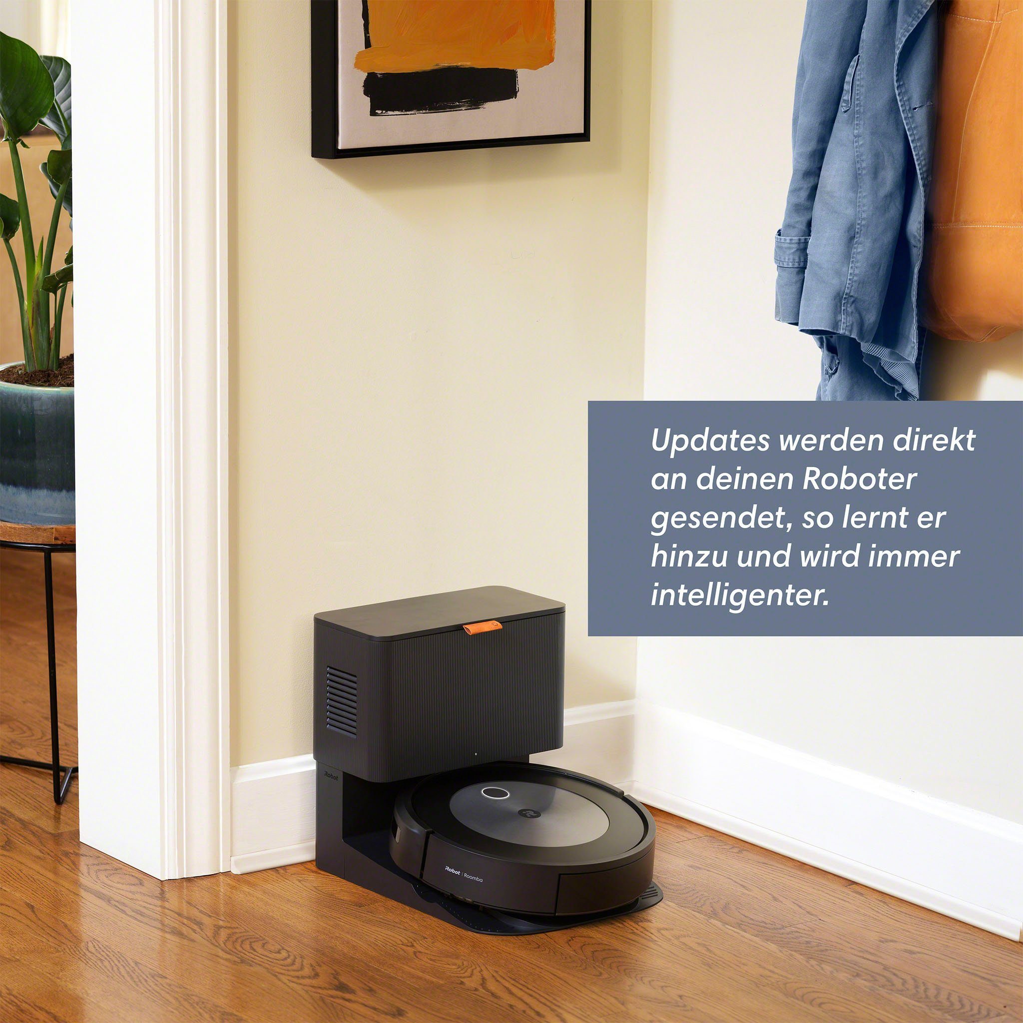 iRobot Saugroboter Roomba® j7+ (j7558), mit Beutel, WLAN-fähig mit autom. Absaugstation, Kartierung und zwei Gummibürsten