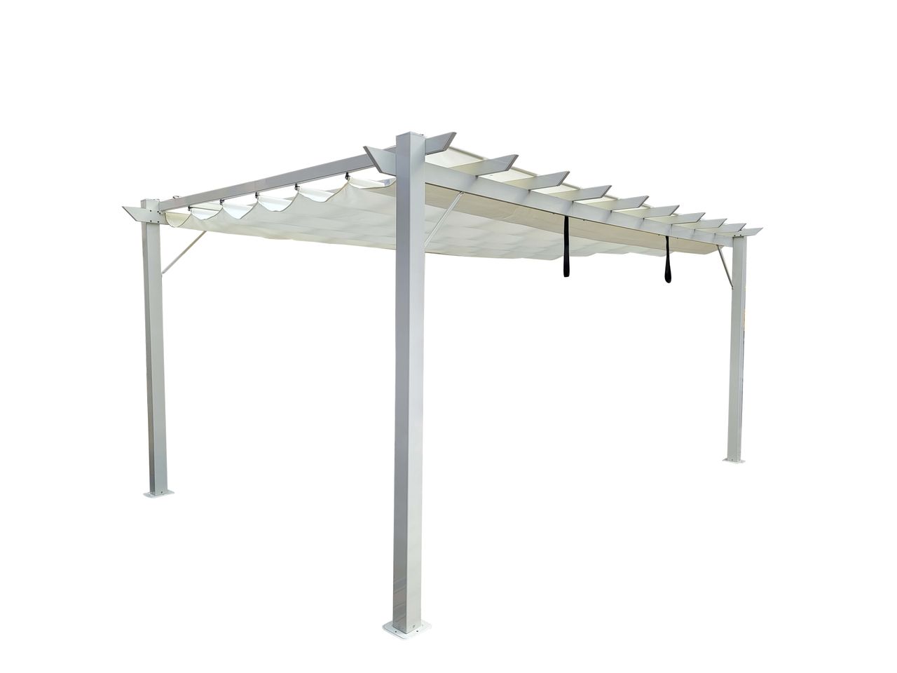 CHILLROI Outdoor Aluminium Pavillon/Pergola 17,67 m² mit verstellbarem Sonnensegel grau / weiss