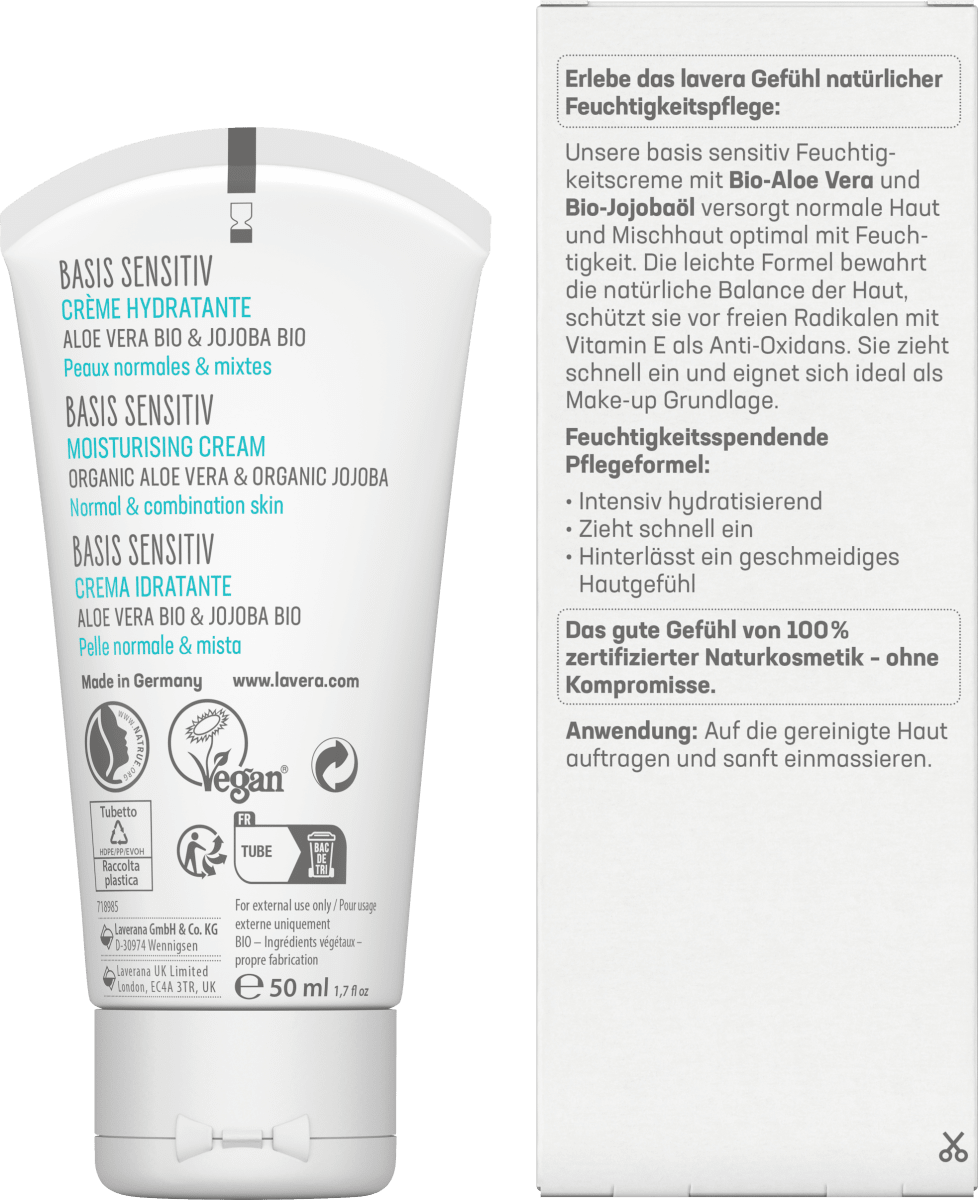 Gesichtscreme Basis Sensitiv feuchtigkeitsspendend, 50 ml