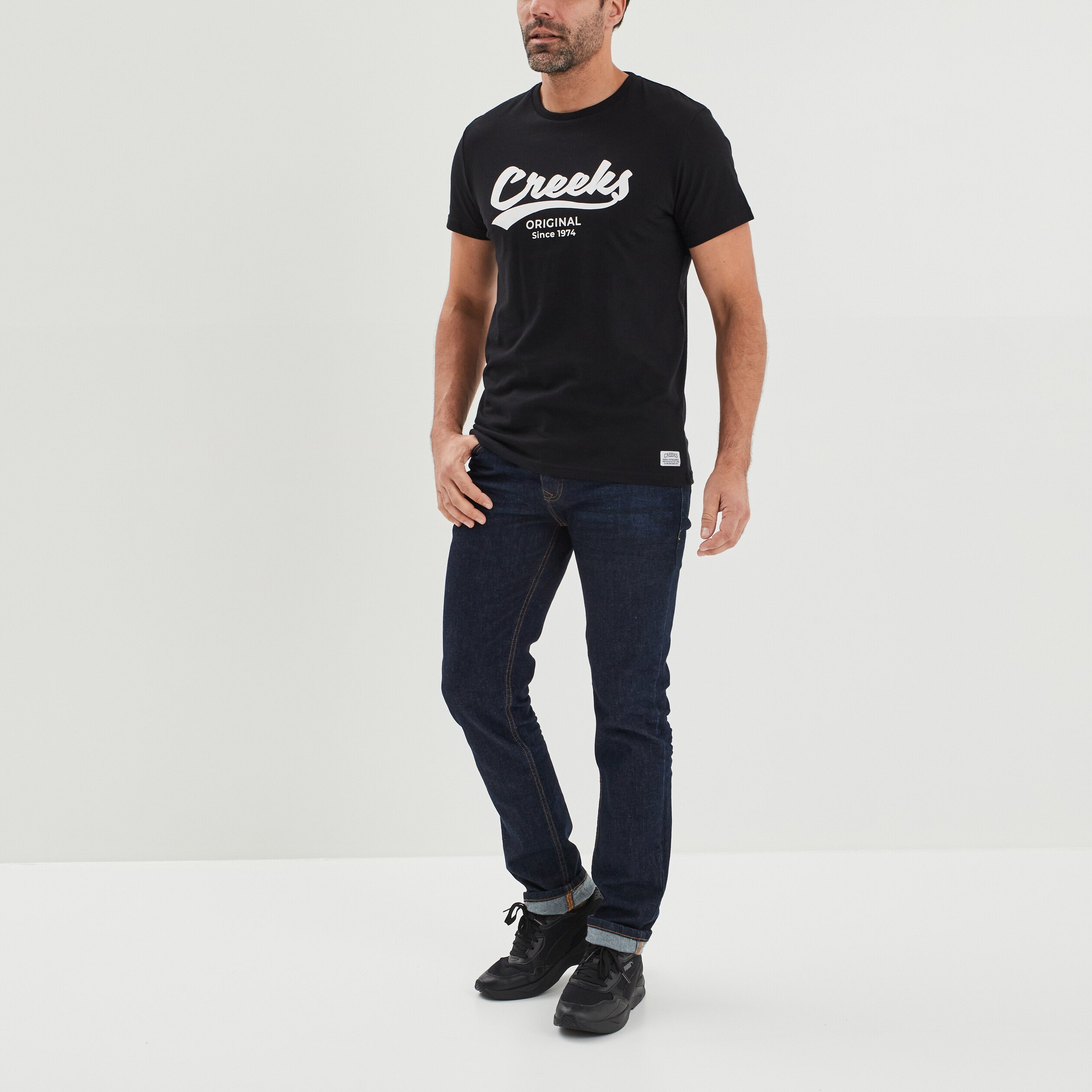 T-shirt manches courtes Creeks noir homme | La Halle