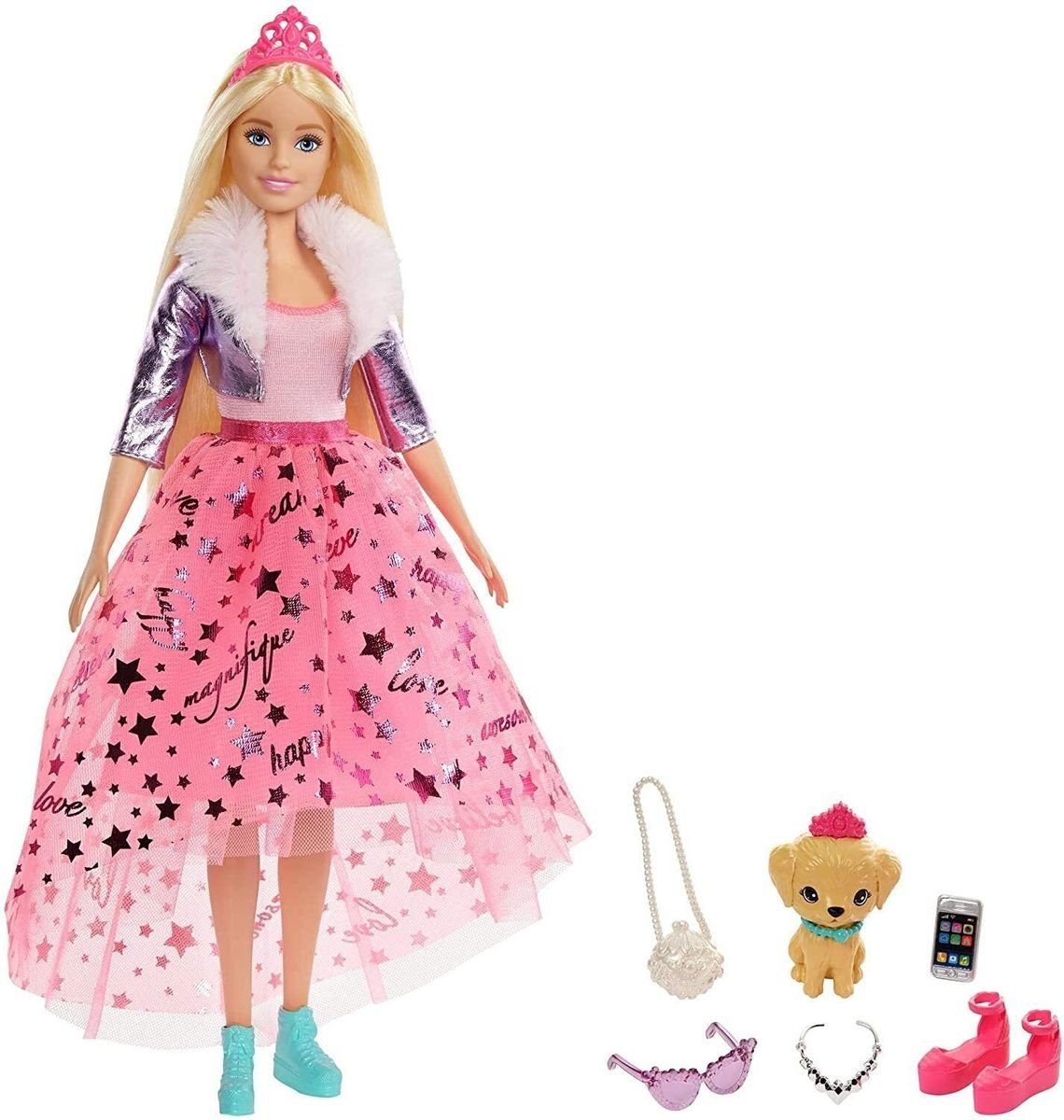 Mattel® Puppen Accessoires-Set Mattel GML76 - Barbie - Princess Adventure - Puppe mit Hund und Zubehör, Prinzessin