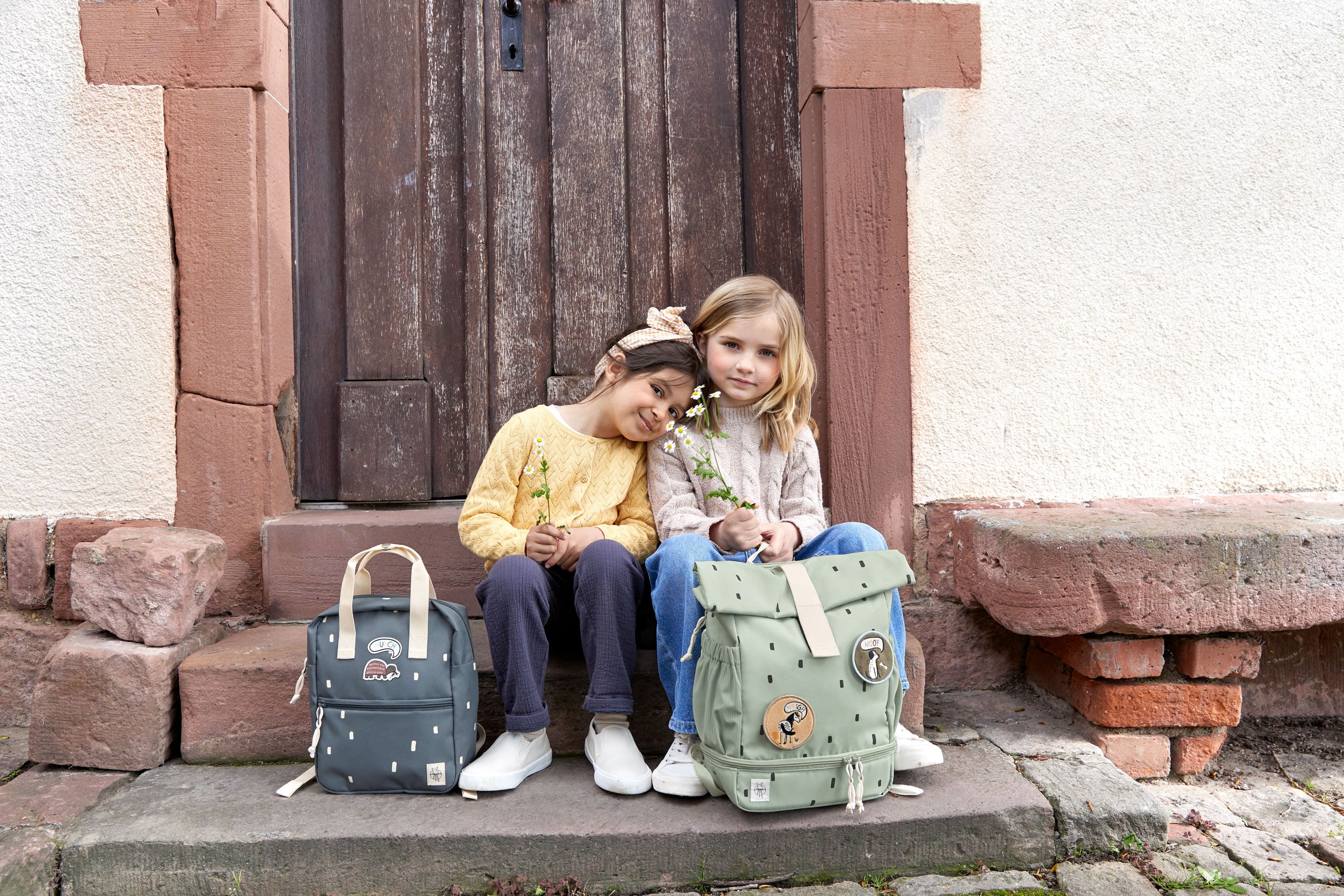 Kindergartenrucksack Rolltop - Happy Prints, Oliv