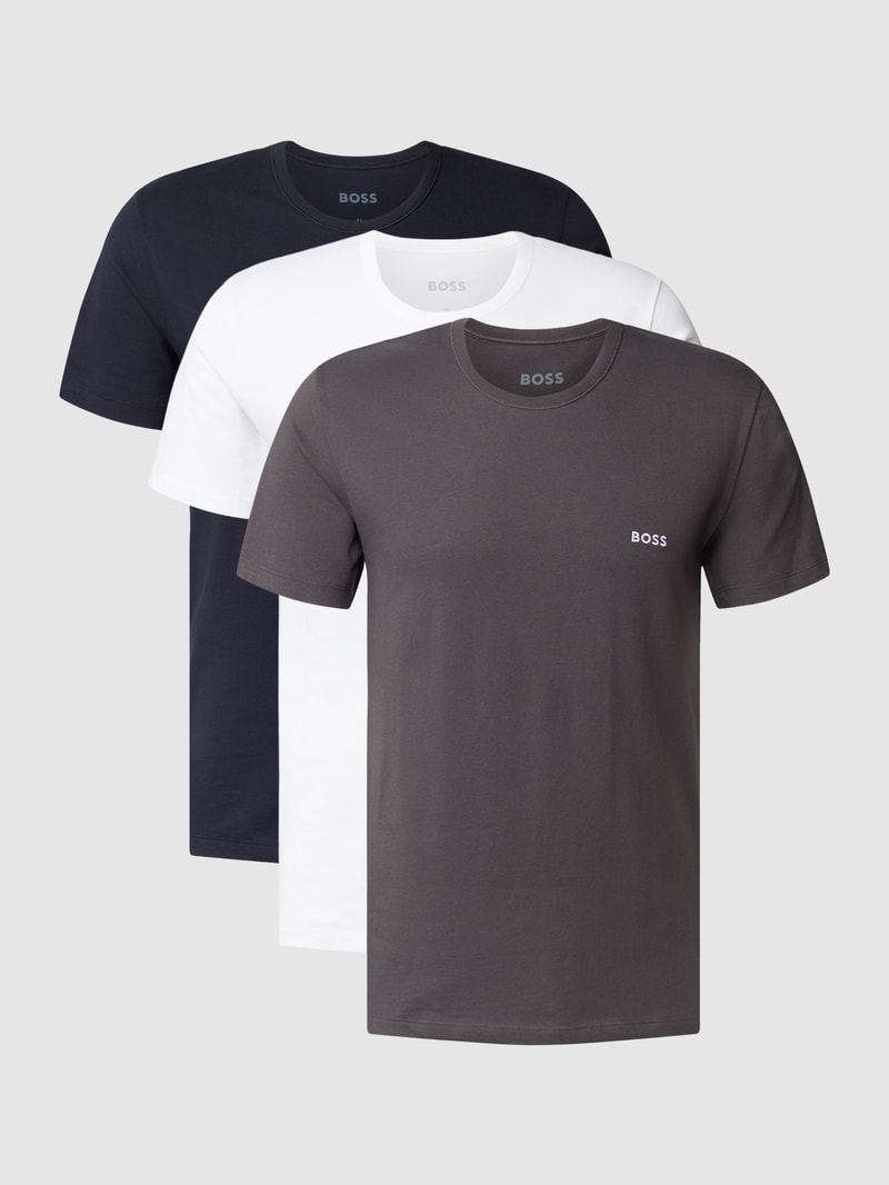 T-Shirt mit Label-Stitching im 3er-Pack Modell 'Classic' in anthrazit