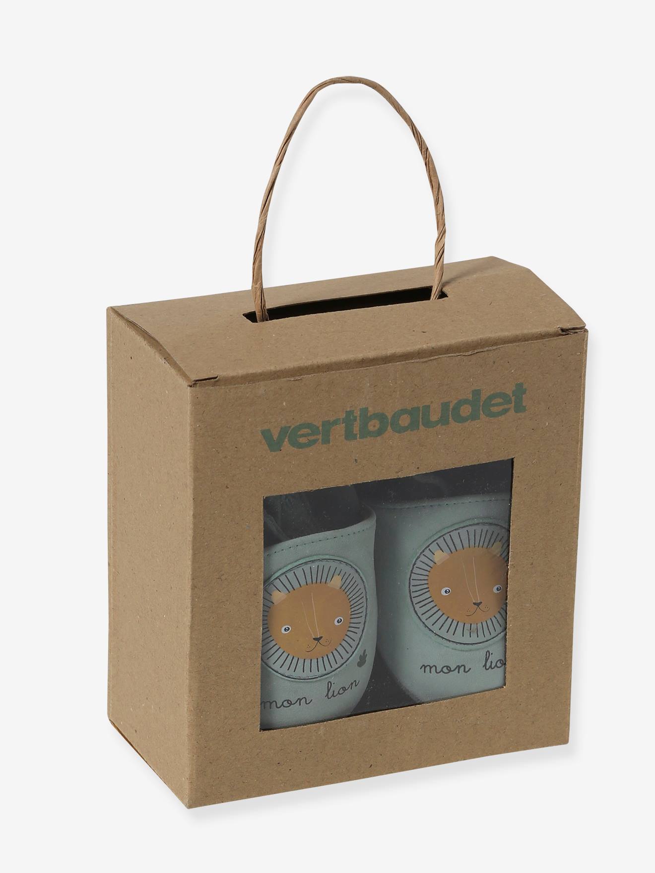 Vertbaudet Baby Krabbelschuhe mit Gummizug - salbeigrün