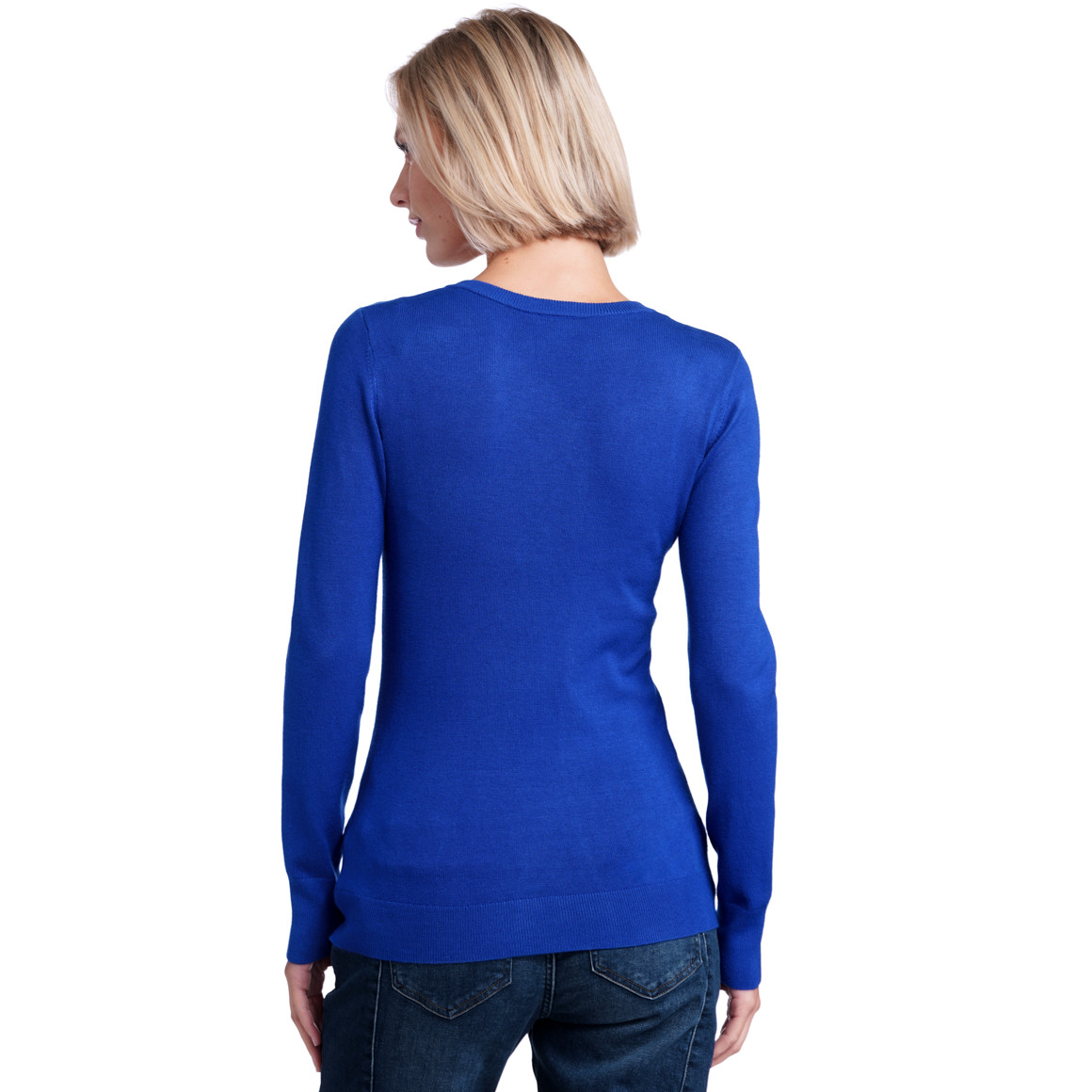 Damen Feinstrickpullover mit V-Ausschnitt